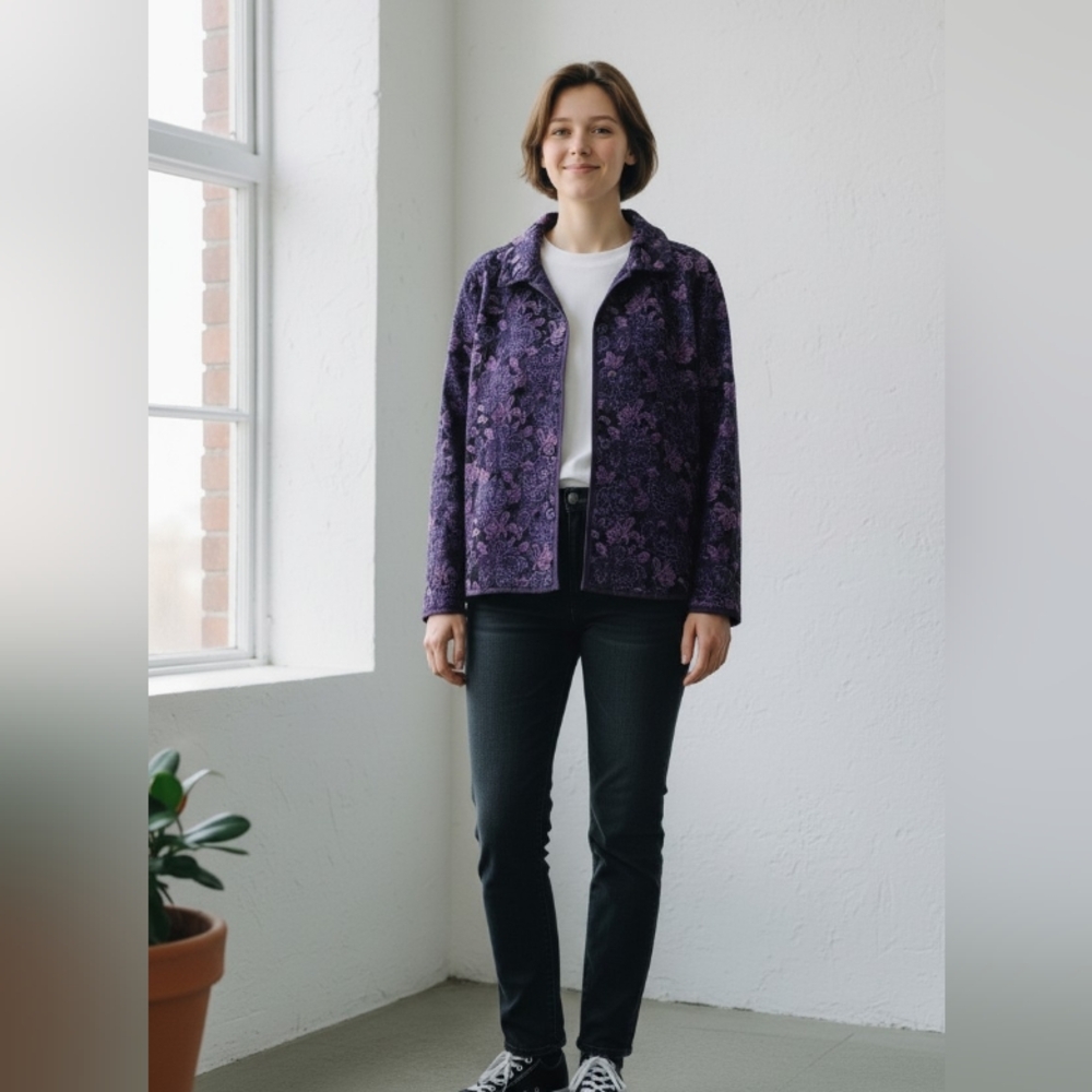Purple Floral  TOP BLAZER SIZE SMALL